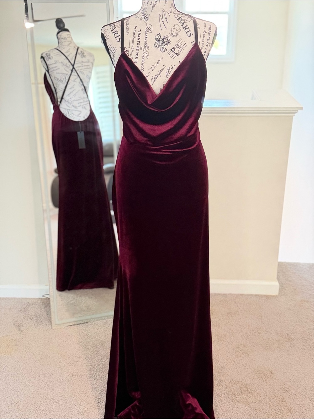 NWT Dolls Kill House of Widow - At Your Alter Burgundy Velvet Maxi Dress